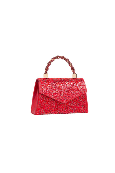 Red Diamante Top Handle Bag