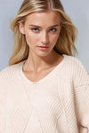 Beige Diamond V Neck Knit Jumper