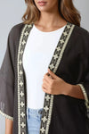 Black Embellished Edge Kimono