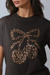 Black Embellished Leopard Cherry T Shirt
