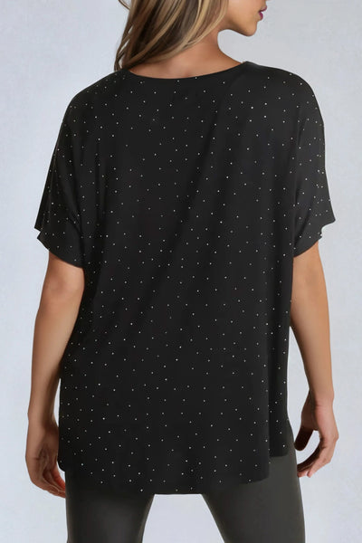 Black Embellished Round Neck T-Shirt