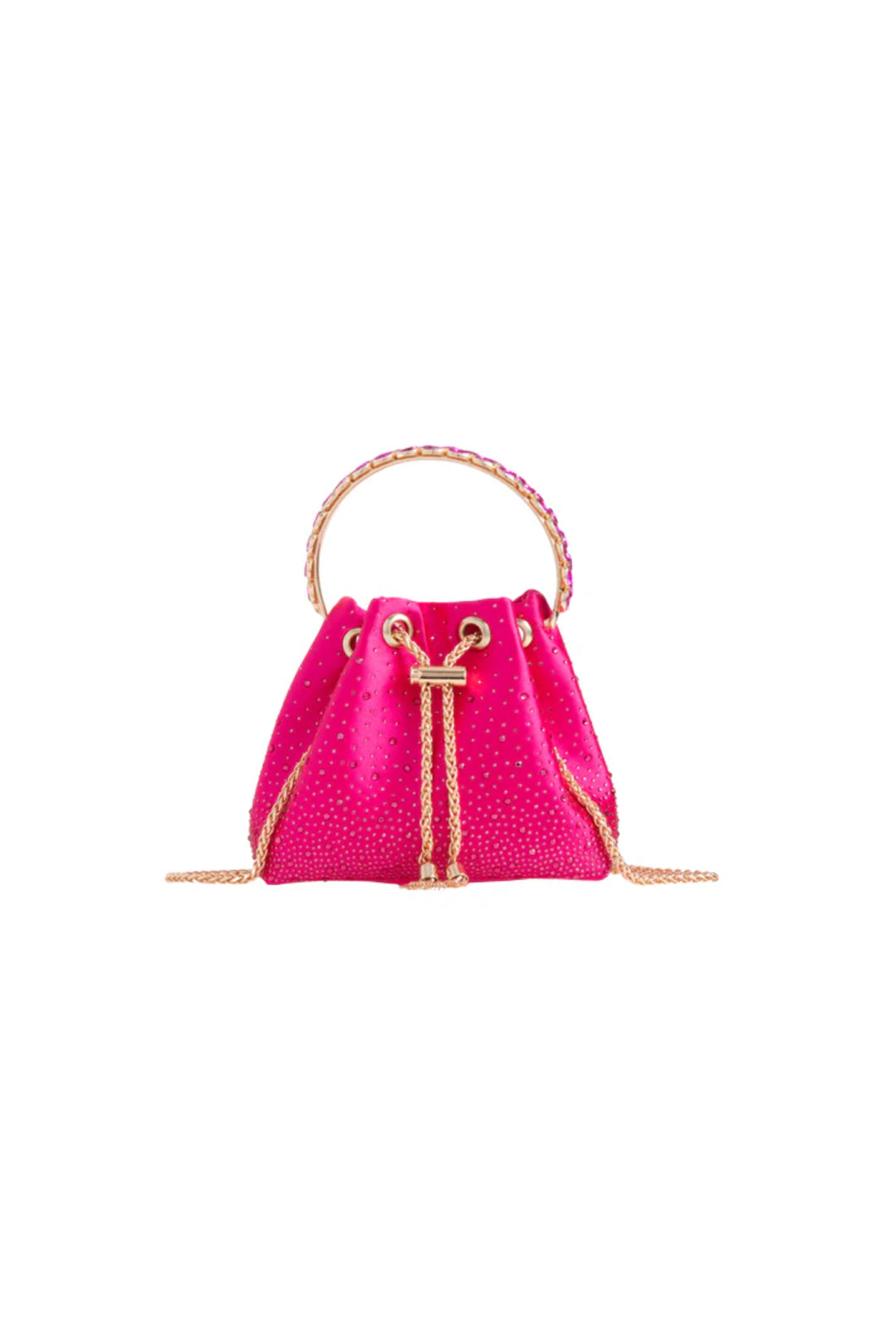 Fuchsia Embellished Top Handle Evening Bag