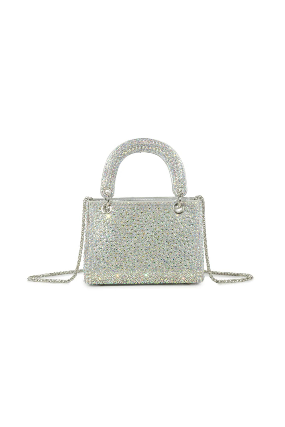 Silver Diamante Top Handle Evening Bag