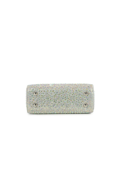 Silver Diamante Top Handle Evening Bag