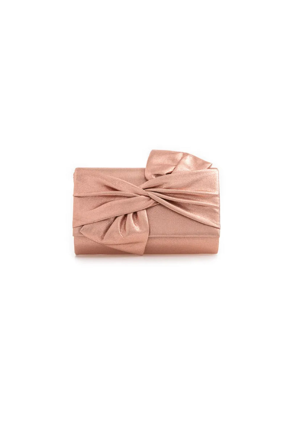 Champagne Evening Clutch Bag with Bow Detail