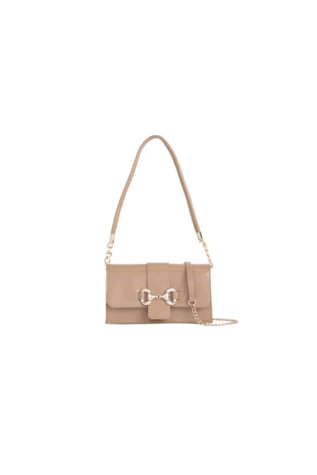 Beige Faux Leather Clutch Bag