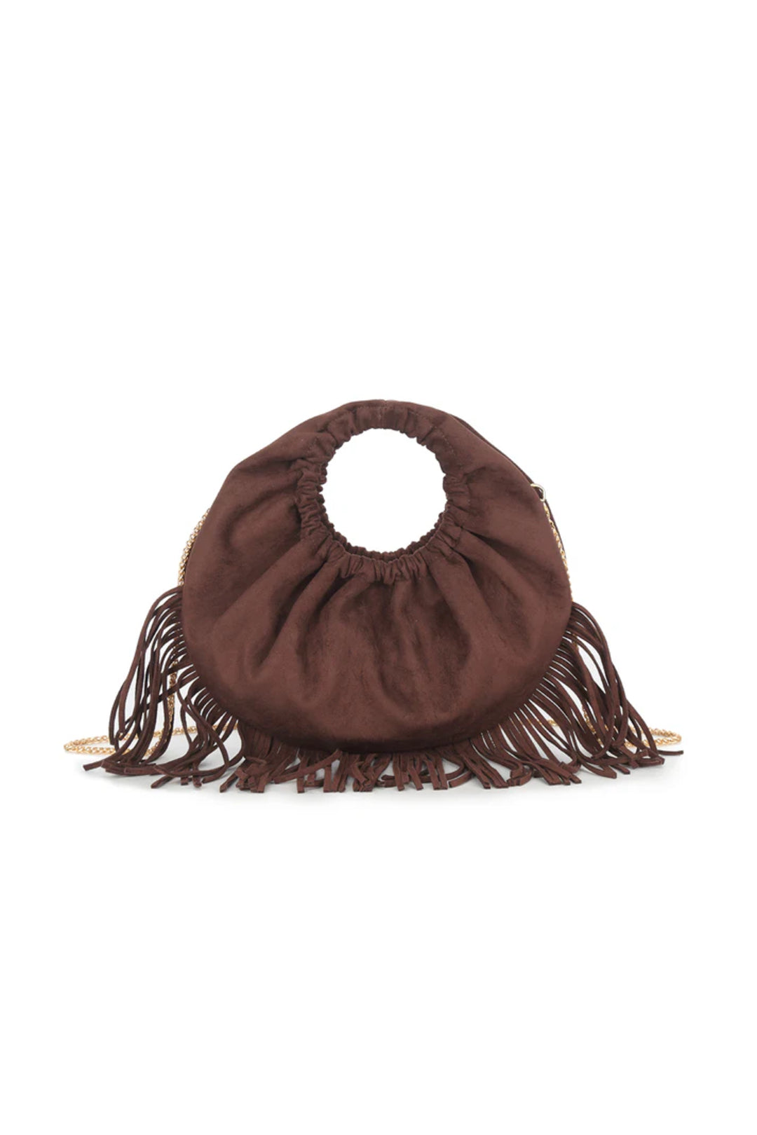 Brown Faux Suede Fringe Handbag