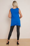 Royal Blue Sleeveless Top With Asymmetric Hem