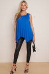 Royal Blue Sleeveless Top With Asymmetric Hem