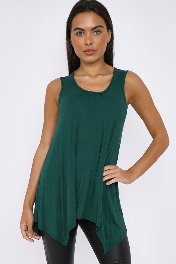 Back Zip Sleeveless Top, Green Stripe main image 0
