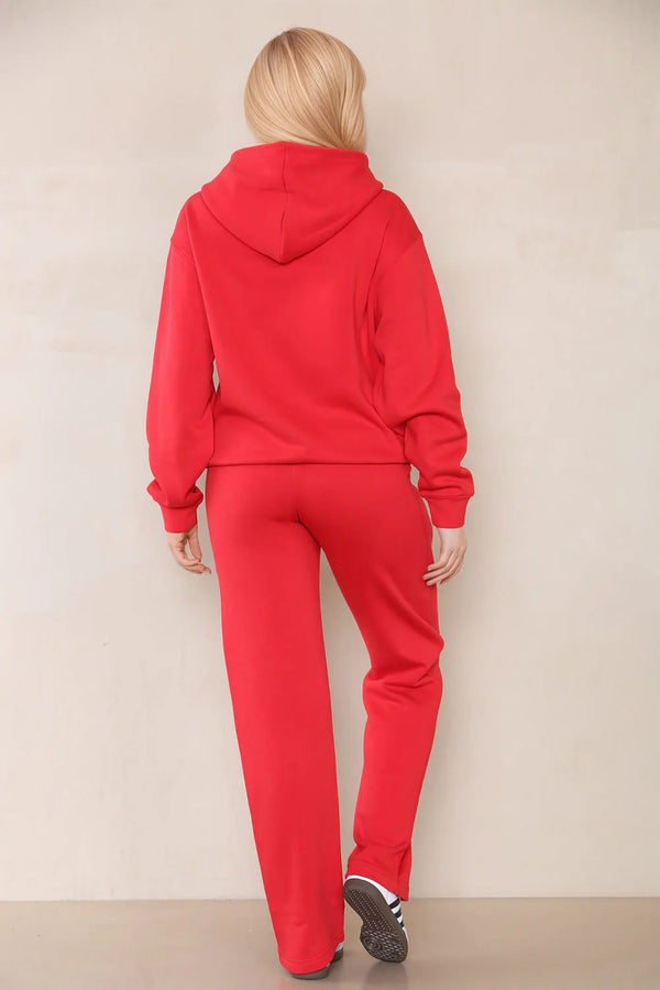 Red Premium Fleece Straight Leg Trousers - Aftershock London