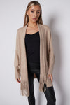 Beige Fringed Tassel Cardigan