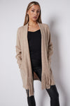 Beige Fringed Tassel Cardigan