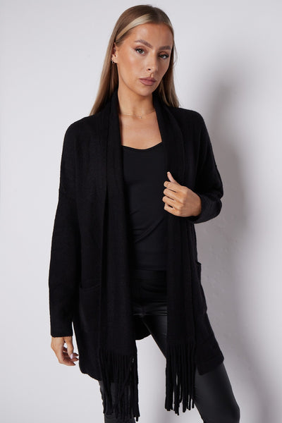 Black Fringed Tassel Cardigan