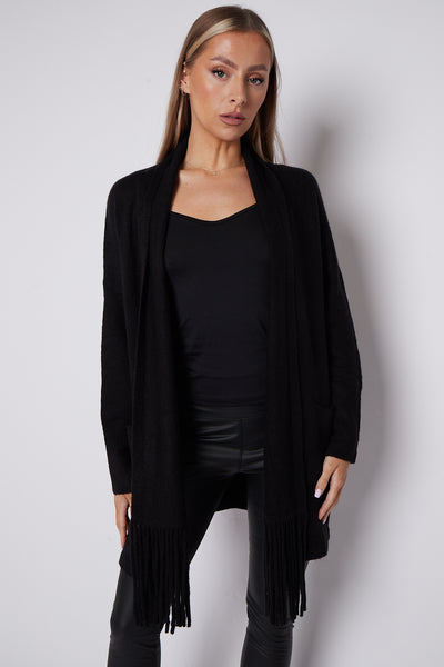 Black Fringed Tassel Cardigan