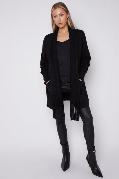 Black Fringed Tassel Cardigan