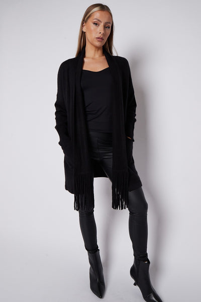 Black Fringed Tassel Cardigan