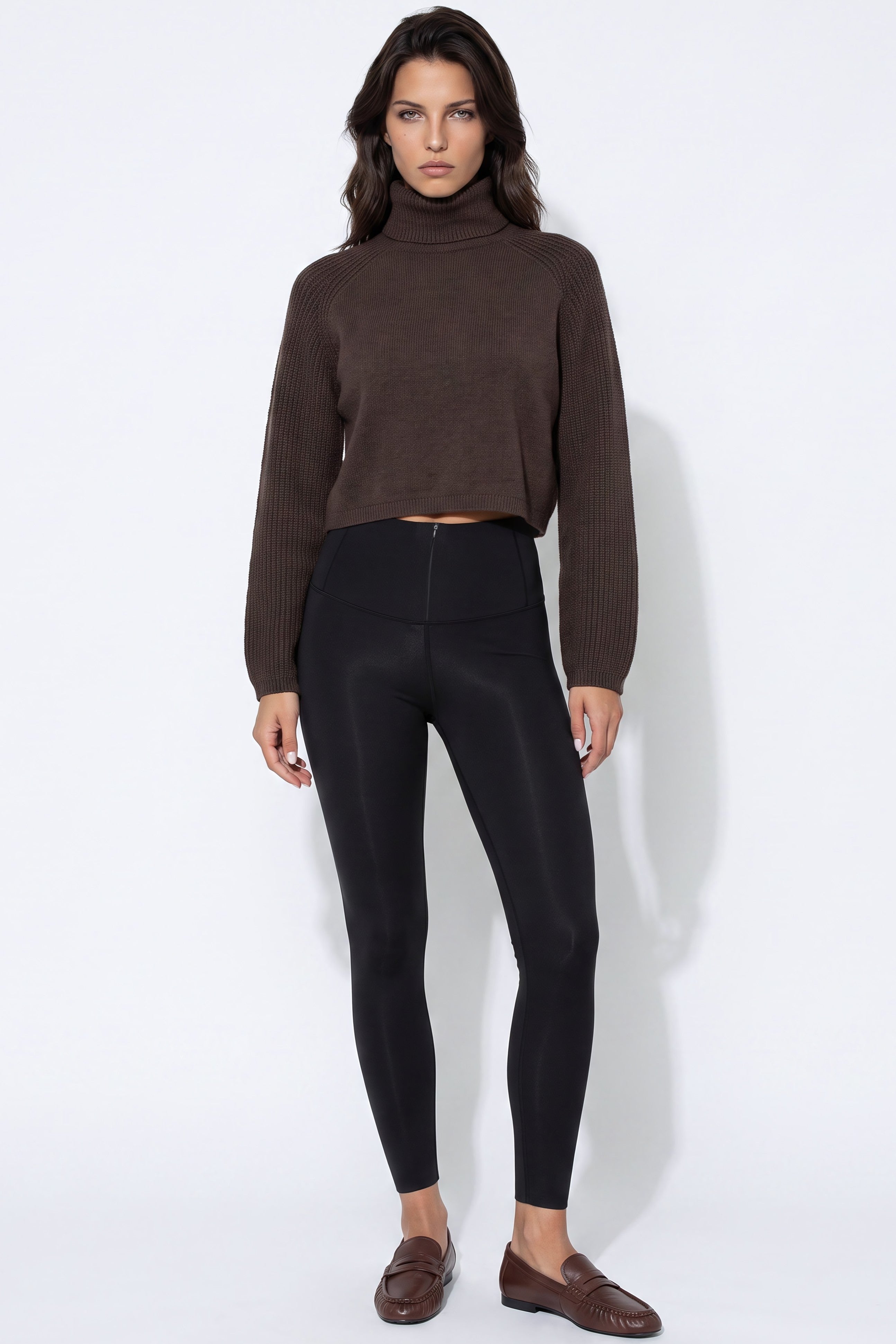 Black Zip‑Front Leggings