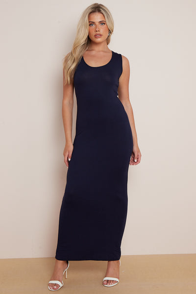 Navy Racerback Maxi Dress