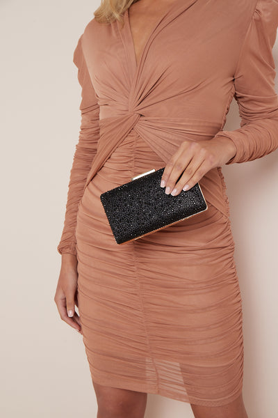 Black Glitter Evening Clutch Bag