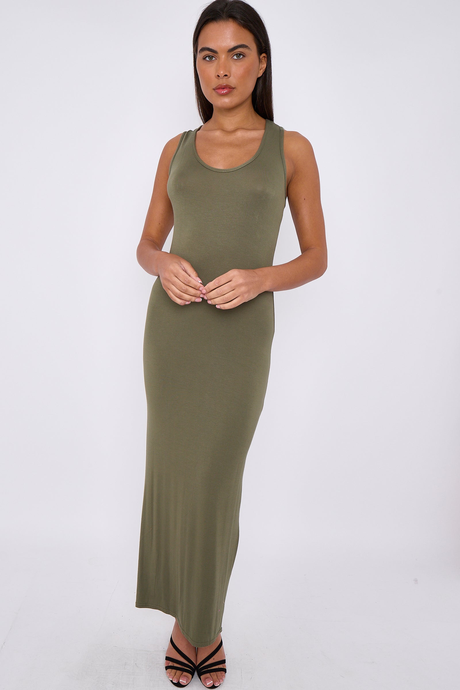 Khaki Racerback Maxi Dress