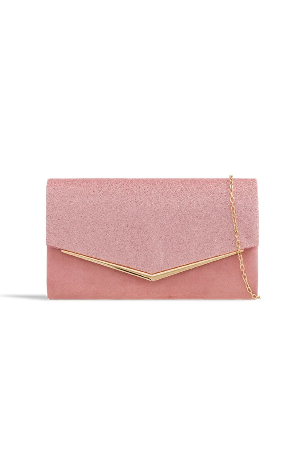 Blush Glitter Envelope Clutch Bag