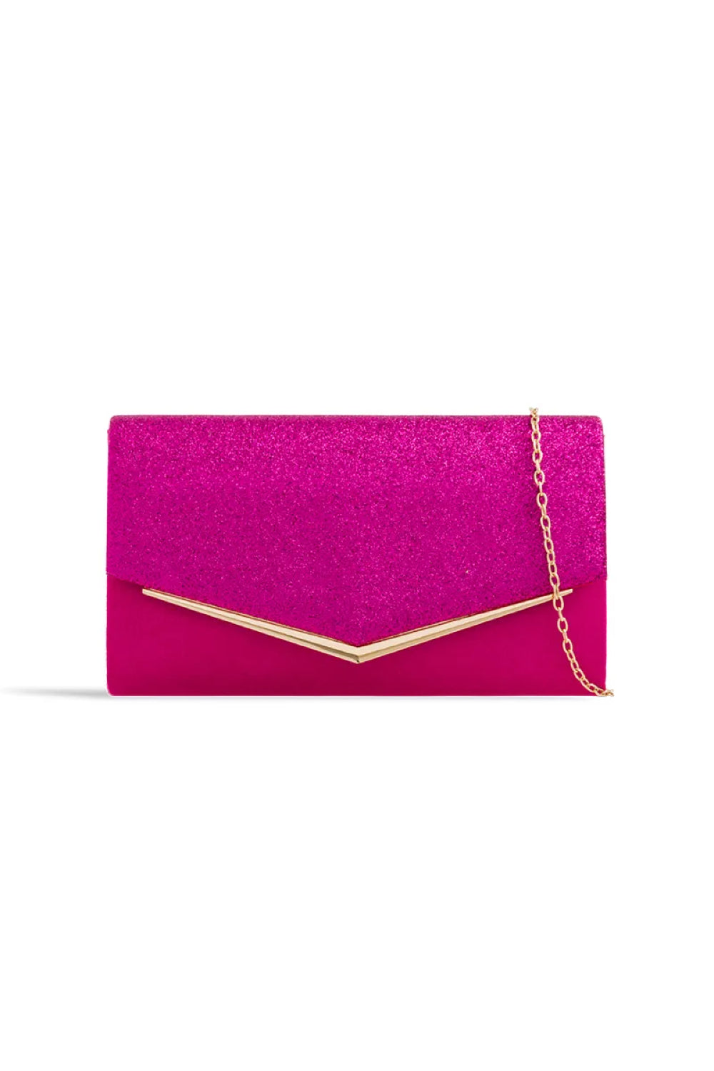 Fuchsia Glitter Envelope Clutch Bag