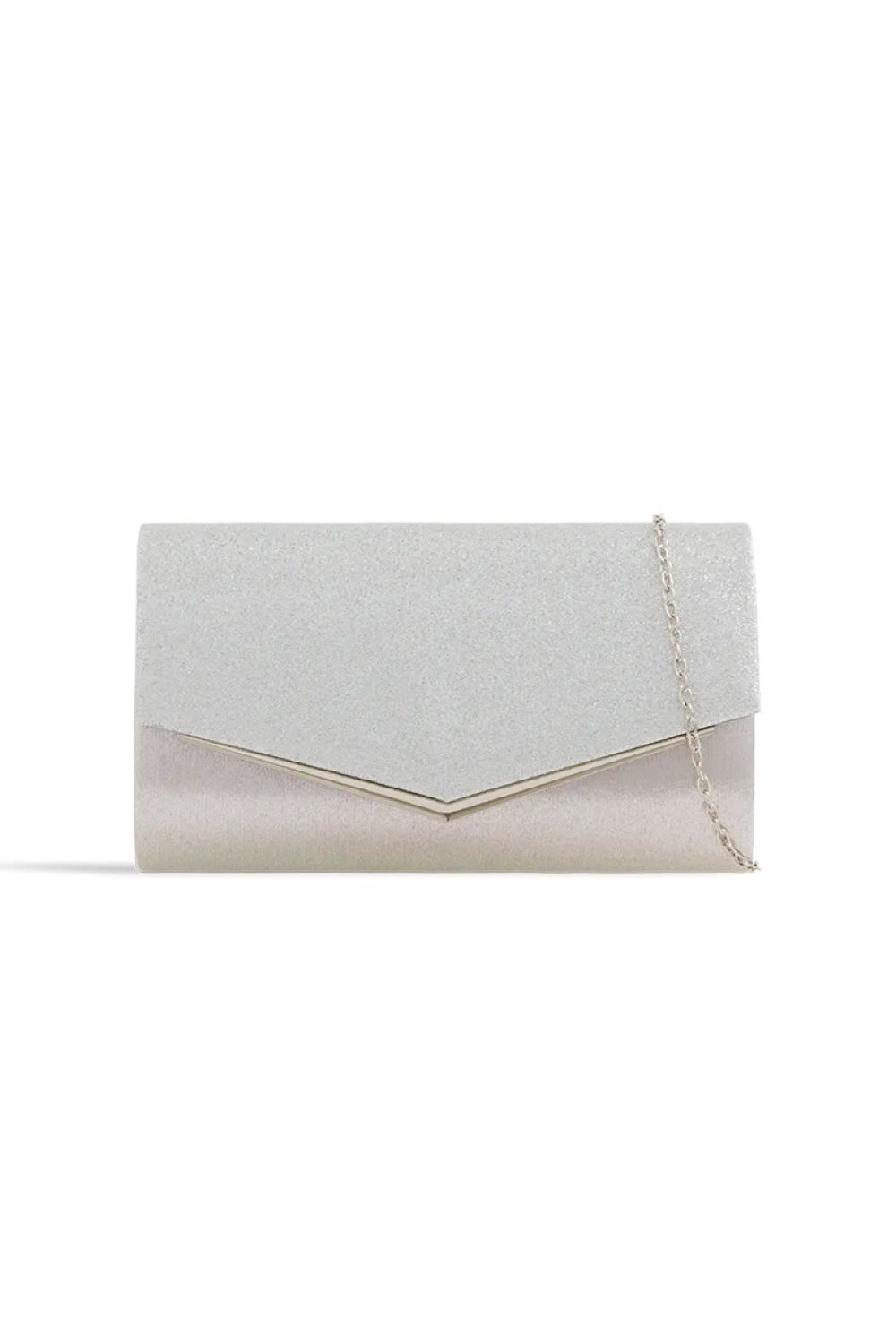 Silver Glitter Envelope Clutch Bag