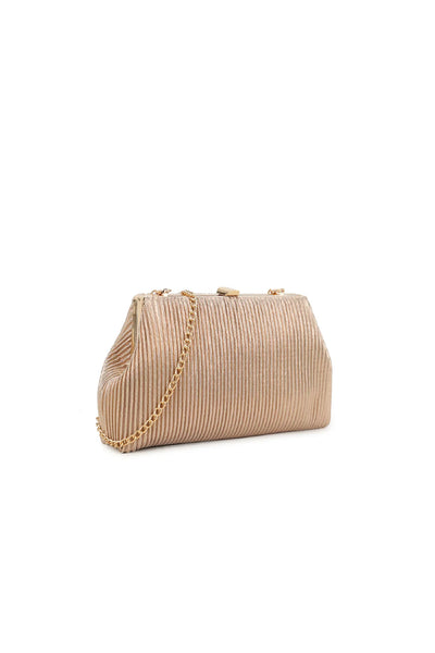 Rose Gold Glitter Clutch Bag with Removable Chain