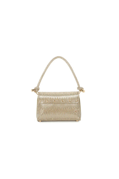 Gold Diamante Clutch Bag With Knot Details