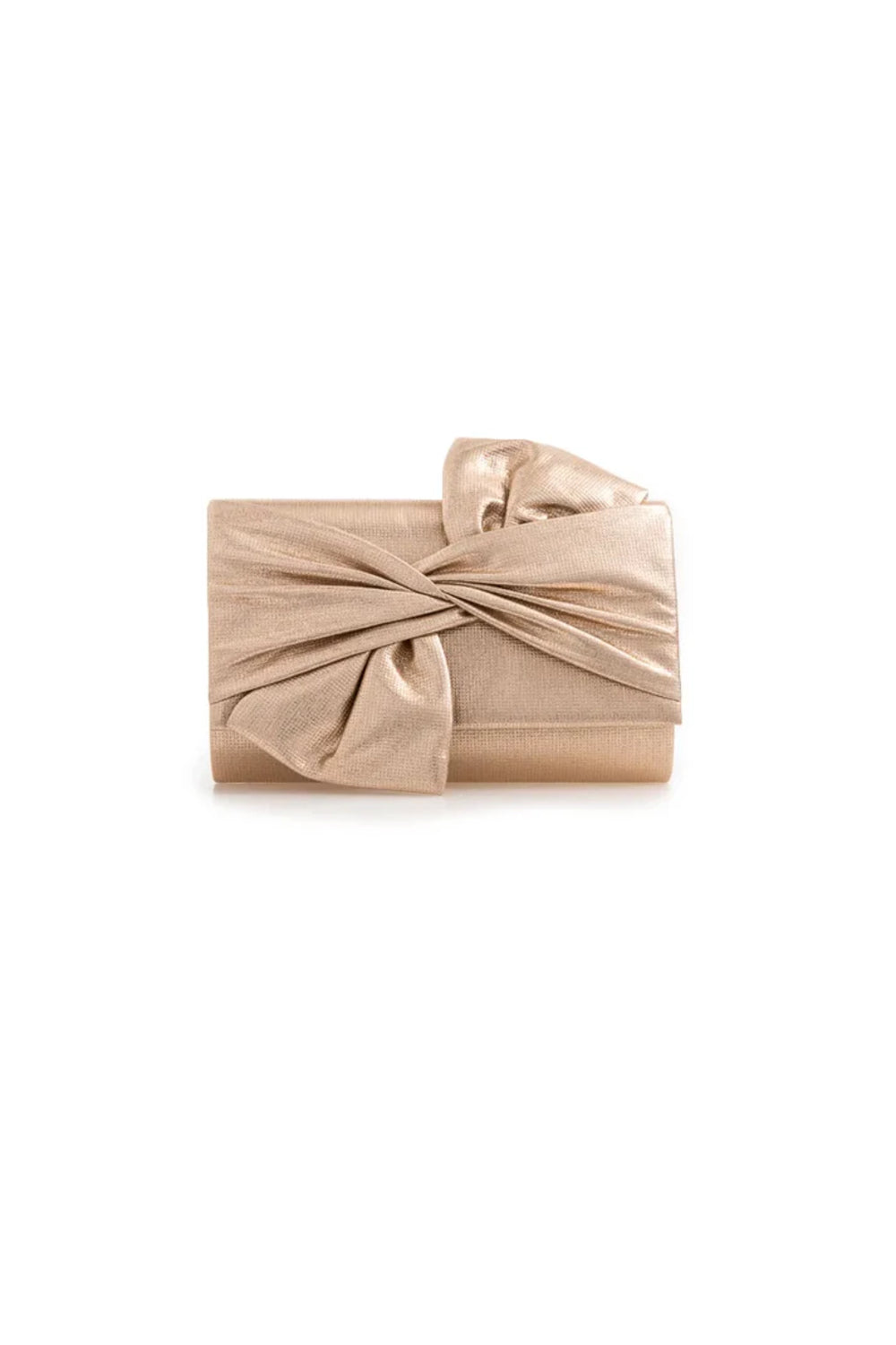 Gold Evening Clutch Bag With Bow Detail