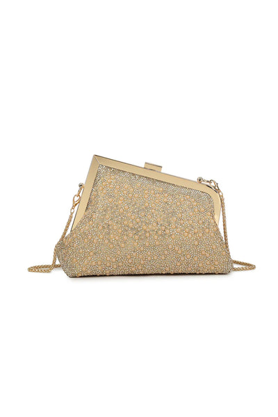Gold Pearl Asymmetric Evening Bag