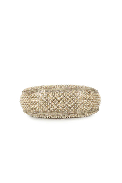 Gold Pearl Half Moon Clutch Bag