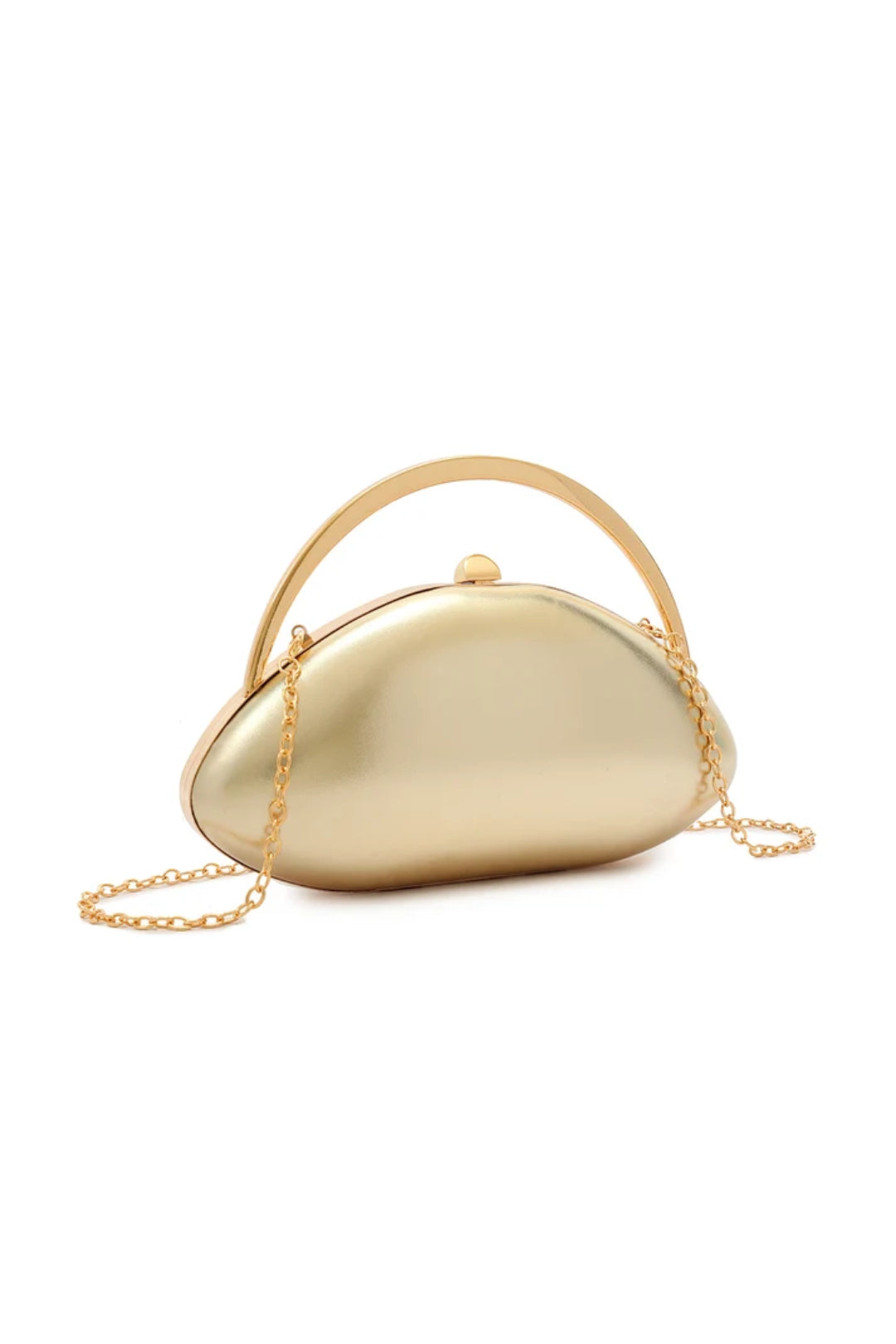 Gold Top Handle Clutch Bag