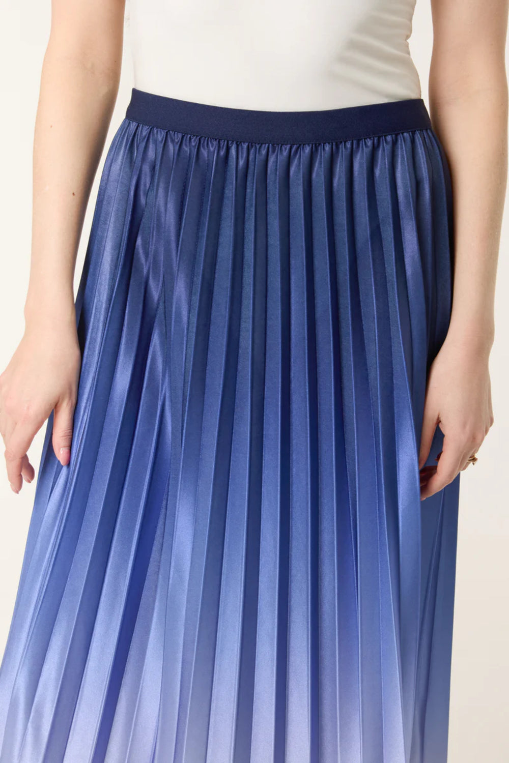Blue Gradient Pleated Midi Skirt