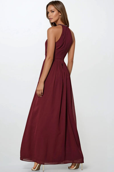 Wine Halterneck Maxi Dress
