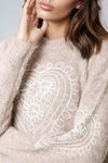Mocha Heart Embroidered Wool Blend Jumper