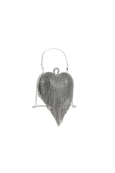 Black Heart Diamante Evening Bag