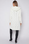 Ivory Hooded Cable Knit Longline Cardigan