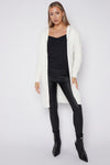 Ivory Hooded Cable Knit Longline Cardigan
