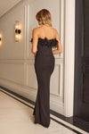 Isla Black Bandeau Maxi Dress with Feather Trim