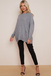 Silver Grey Round Neck Jumper with Pockets