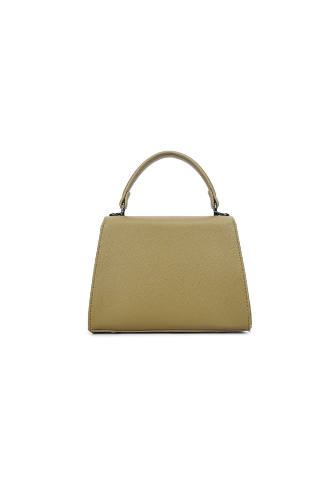Olive Green Faux Leather Top Handle Handbag