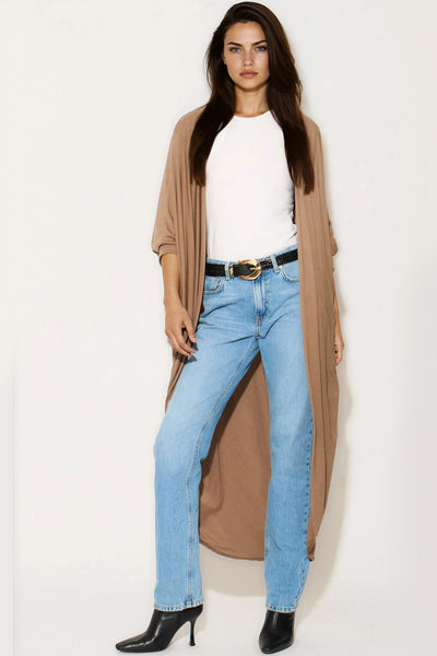 Mocha Batwing Sleeve Kimono Cardigan