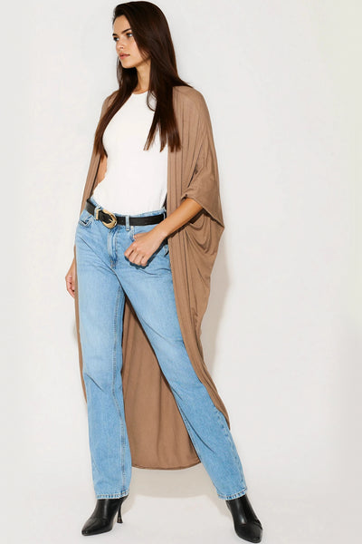 Mocha Batwing Sleeve Kimono Cardigan