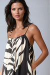 Black Leaf Print Strappy Dress