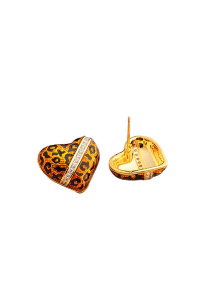 Gold Leopard Heart Earrings
