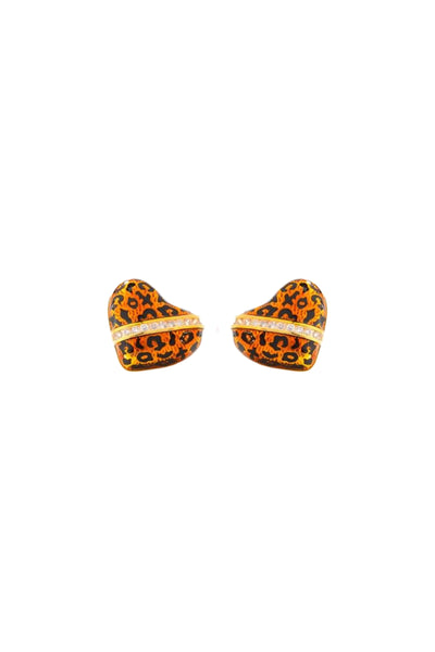 Gold Leopard Heart Earrings