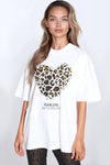 White Leopard Heart Oversized T-Shirt