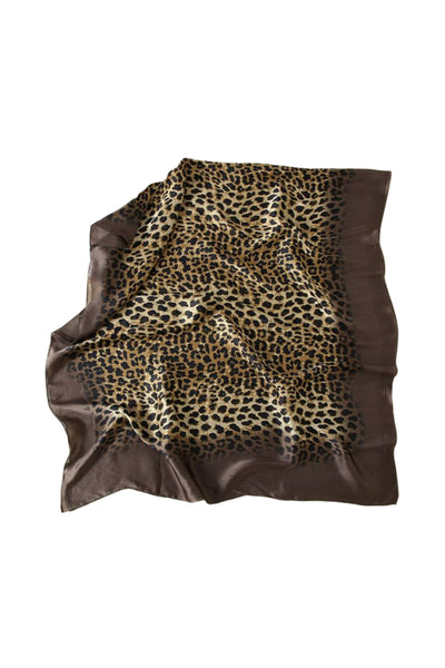 Brown Leopard Print Satin Scarf